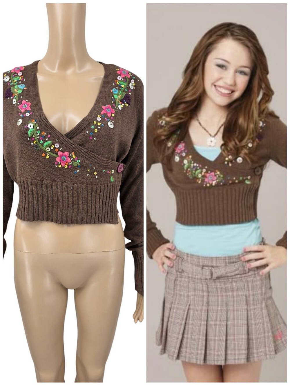 ASO Hannah Montana Y2K DKNY Cropped Sweater Miley Cyrus Stewart